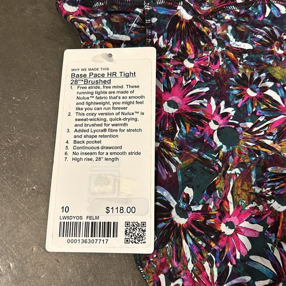 Lululemon NWT Base Paced 28” Brushed HR tight size 10 - Picture 5 of 7
